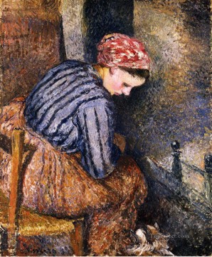  1883 Pintura Art%c3%adstica - Mujer campesina calentándose 1883 Camille Pissarro